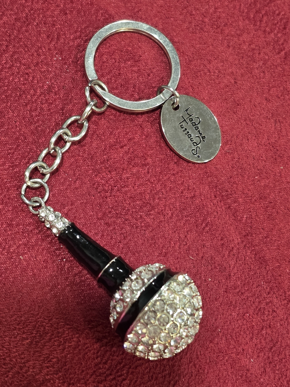 Black & Silver Microphone Keychain With Madame Tussauds Charm(removable)